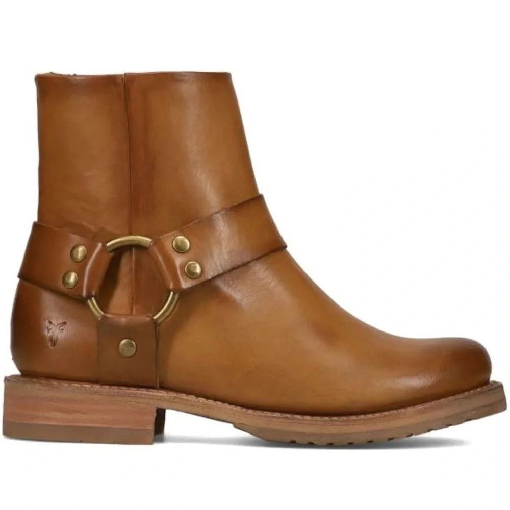 FRYE Veronica Harness Short Booties Women’s 11M Caramel Brown Leather - Picture 1 of 12